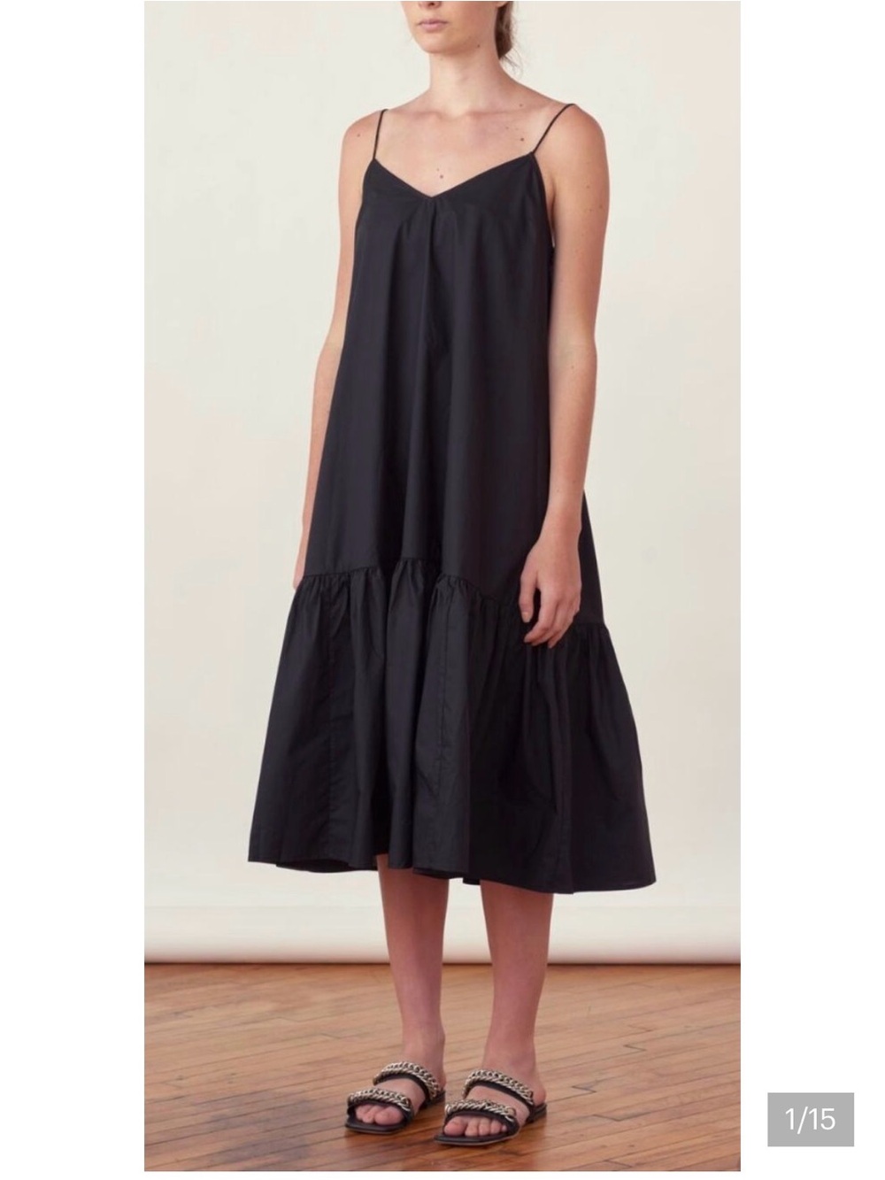 Anine Bing Dress M Averie Midi Cotton Black
